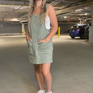 Sage Green Overall Dress
